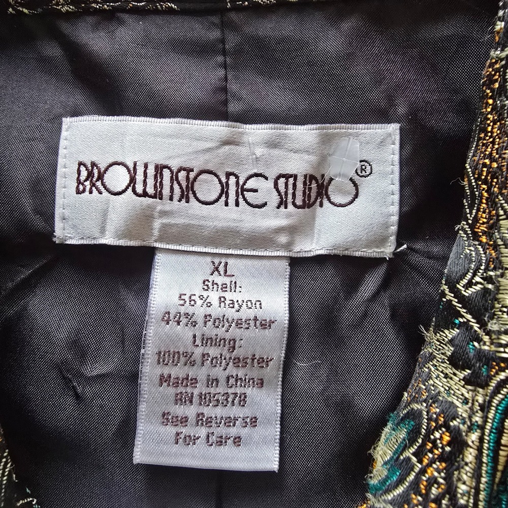 Beautiful Brownstone Studio Paisley Print Blazer Jacket‎ Zipper Front XL - Picture 8 of 16